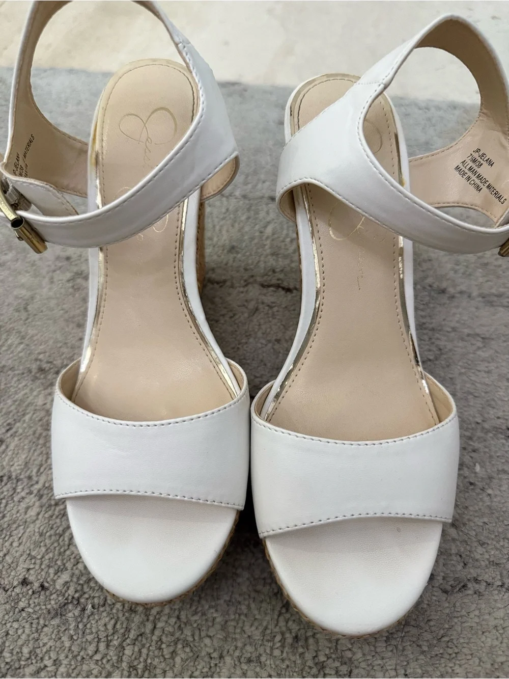 Jessica Simpson White Espadrille Wedge Sandals
